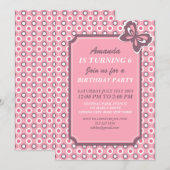 Pink Polka Dots and Butterfly Invitation Card Einladung (Vorne/Hinten)