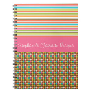 Pink Polka Dots and Stripes Personalisiertes Noteb Notizblock