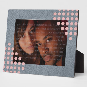 Pink Polka Dots auf grauem Leder drucken Fotoplatte