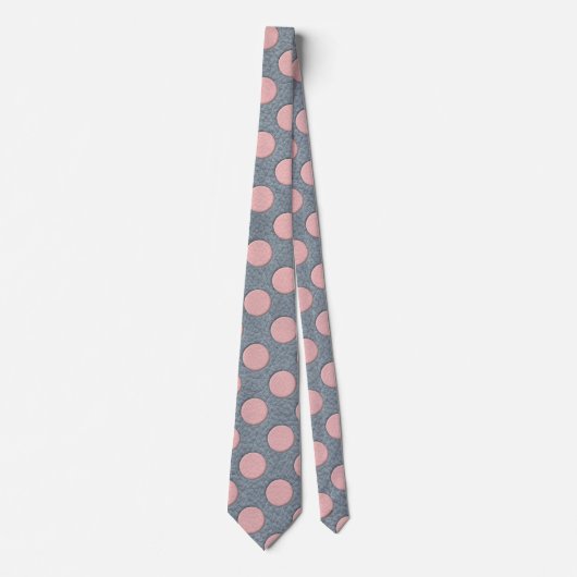 Pink Polka Dots auf grauem Leder drucken Krawatte (Vorderseite)