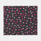Pink Polka Dots auf schwarz Fleecedecke (Vorderseite (Horizontal))