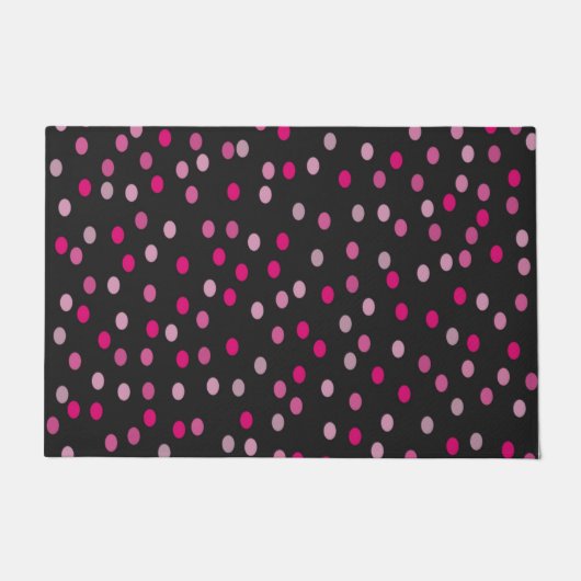 Pink Polka Dots auf schwarz Fußmatte (Vorderseite)