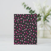Pink Polka Dots auf schwarz Postkarte (Stehend Vorderseite)