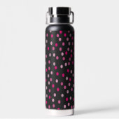 Pink Polka Dots auf schwarz Trinkflasche (Rückseite)