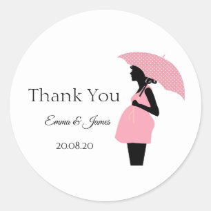 Pink Polka Dots Baby Dusche Danke Sticker
