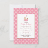 Pink Polka Dots Baby Dusche Einladungen (Rückseite)