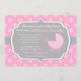 Pink Polka Dots Baby Girl Dusche Einladung