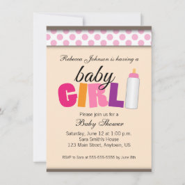 Pink Polka Dots Baby Shower Girl Einladung