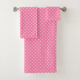 Pink Polka Dots Badetuch Set