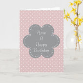 Pink Polka Dots Birthday Gray Blume Karte (Gelbe Blume)