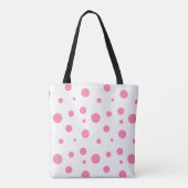 Pink Polka Dots & Black Rose Tasche (Rückseite)