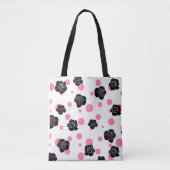 Pink Polka Dots & Black Rose Tasche (Vorderseite)