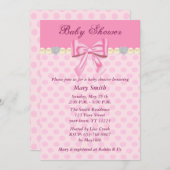 Pink Polka Dots Bow Baby Dusche Einladung (Vorne/Hinten)