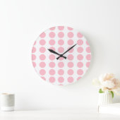 Pink Polka Dots Design Große Wanduhr (Zuhause)