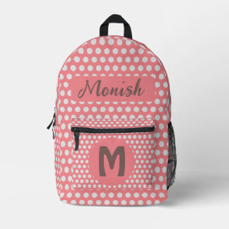 Pink Polka Dots Design Personalisiert Name Bedruckter Rucksack