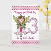 Pink Polka Dots Fairy Princess 3. Geburtstag Karte (Gelbe Blume)