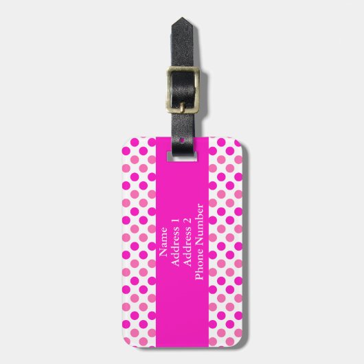Pink Polka Dots Gepäckanhänger (Vorderseite vertikal)