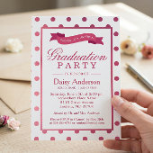 Pink Polka Dots Grad Graduierungsparty Einladung