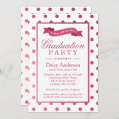Pink Polka Dots Grad Graduierungsparty Einladung (Vorne/Hinten)