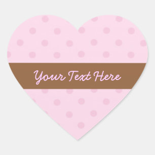 Pink Polka Dots Heart Stickers