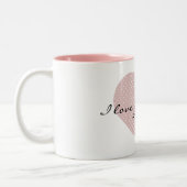 Pink Polka Dots Heart Zweifarbige Tasse (Links)