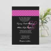 Pink Polka Dots Hochzeit Monogramm Einladung (Stehend Vorderseite)
