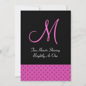 Pink Polka Dots Hochzeit Monogramm Einladung (Rückseite)
