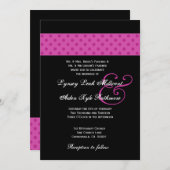 Pink Polka Dots Hochzeit Monogramm Einladung (Vorne/Hinten)