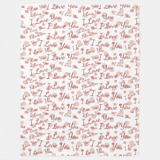 Pink Polka Dots I Liebe You Fleecedecke (Vorderseite)