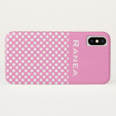 Pink Polka Dots Individuelle Name Telefongehäuse Case-Mate iPhone Hülle (Rückseite (Horizontal))