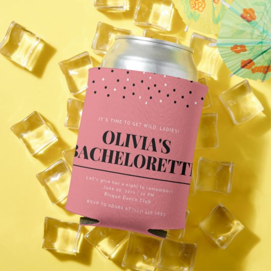 Pink Polka Dots Junggeselinnen-Abschied Einladung Dosenkühler (In Situ Sommer)