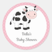 Pink Polka Dots Kuh Stickers (Vorderseite)