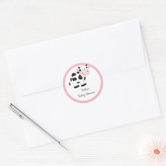 Pink Polka Dots Kuh Stickers (Umschlag)