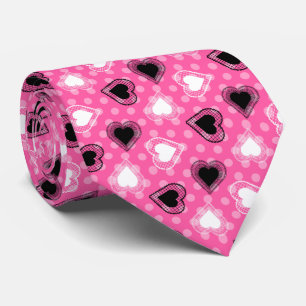 Pink Polka Dots Lace Hearts Krawatte