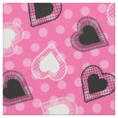 Pink Polka Dots Lace Hearts Stoff (Nahaufnahme)
