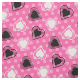 Pink Polka Dots Lace Hearts Stoff