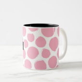 Pink Polka Dots mit Individuelle Name Zweifarbige Tasse (VorderseiteRechts)