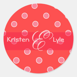 Pink Polka dots Monogramm Aufkleber