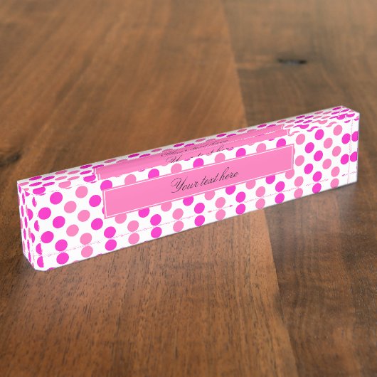 Pink Polka Dots Namensplakette (Seite)