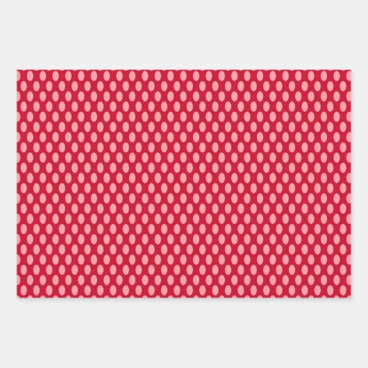 Pink Polka Dots on Red Geschenkpapier Set (Vorderseite 2)