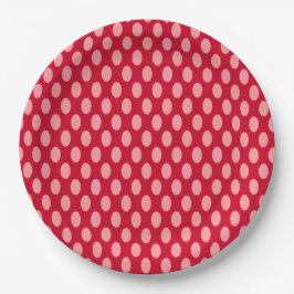 Pink Polka Dots on Red Pappteller