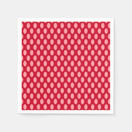 Pink Polka Dots on Red Serviette