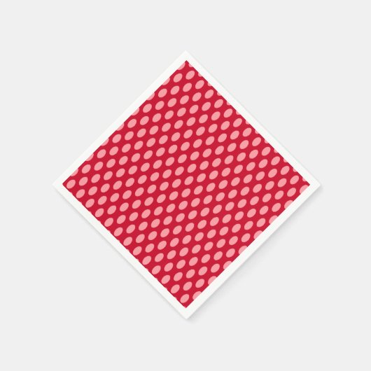 Pink Polka Dots on Red Serviette (Ecke)
