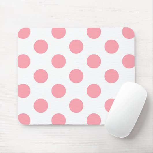 Pink Polka Dots Pattern auf White Girly Mousepad (Mit Mouse)