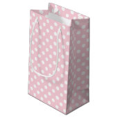 Pink Polka Dots Personalisiert Kleine Geschenktüte (Rückseite Schrägansicht)