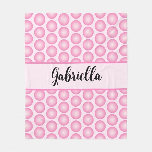 Pink Polka Dots Personalisierter moderner Script N Fleecedecke (Vorderseite)