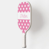 Pink Polka Dots Pickleball Personalisiert Paddel Schläger (Links)