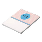 Pink Polka Dots, Polka Dot Pattern, Dots, Monogram Notizblock (Rotiert)