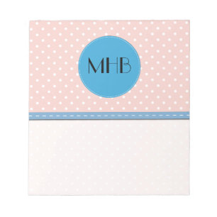 Pink Polka Dots, Polka Dot Pattern, Dots, Monogram Notizblock