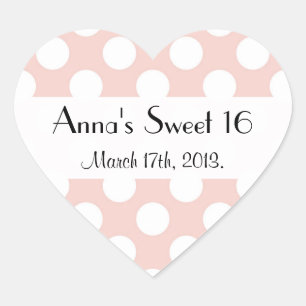 Pink Polka Dots, Polka Dot Pattern, Dots, Sweet 16 Herz-Aufkleber